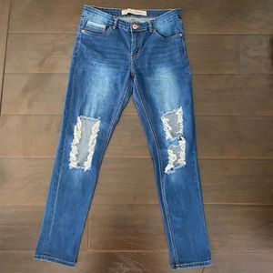 Primark Mid-rise Mid-wash Ripped Skinny Jeans